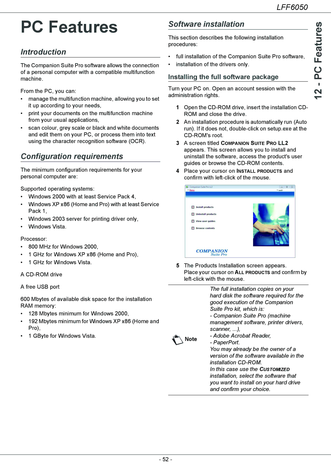 Philips LFF 6050, 253118301-A user manual Introduction, Configuration requirements, Installing the full software package 