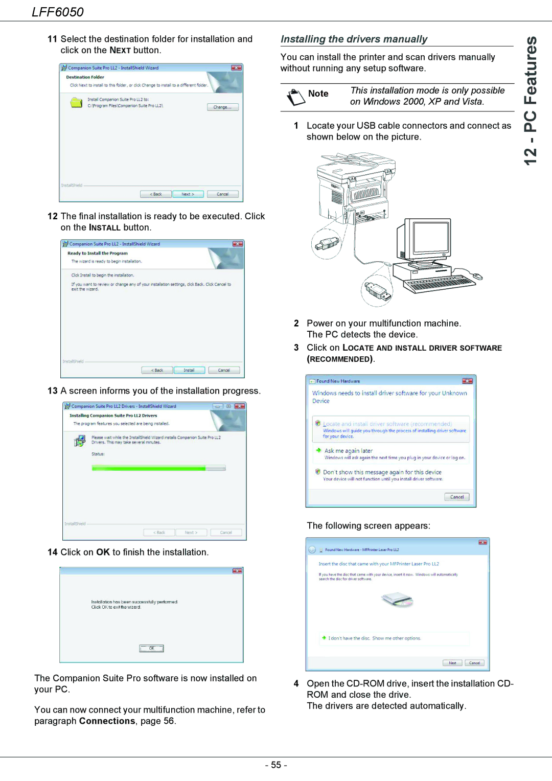 Philips 253118301-A, LFF 6050 user manual Installing the drivers manually, This installation mode is only possible 