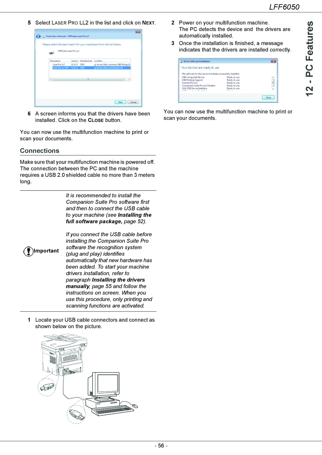 Philips LFF 6050, 253118301-A user manual Connections 