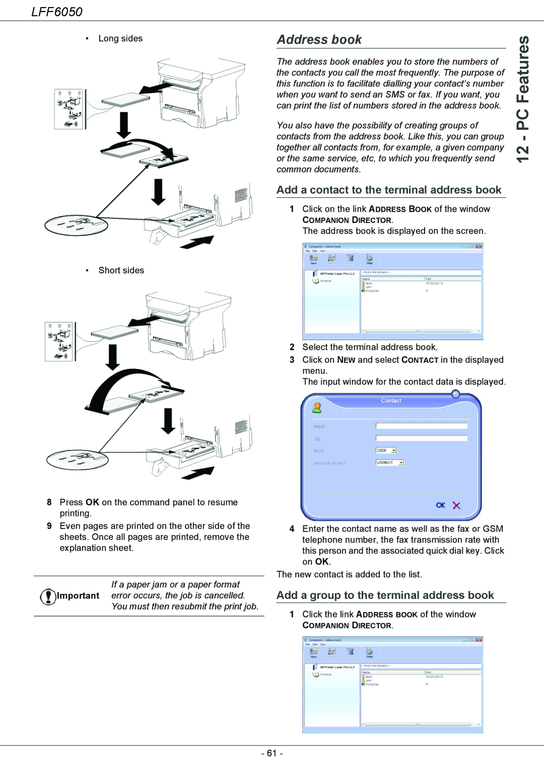 Philips 253118301-A Address book, Add a contact to the terminal address book, Add a group to the terminal address book 