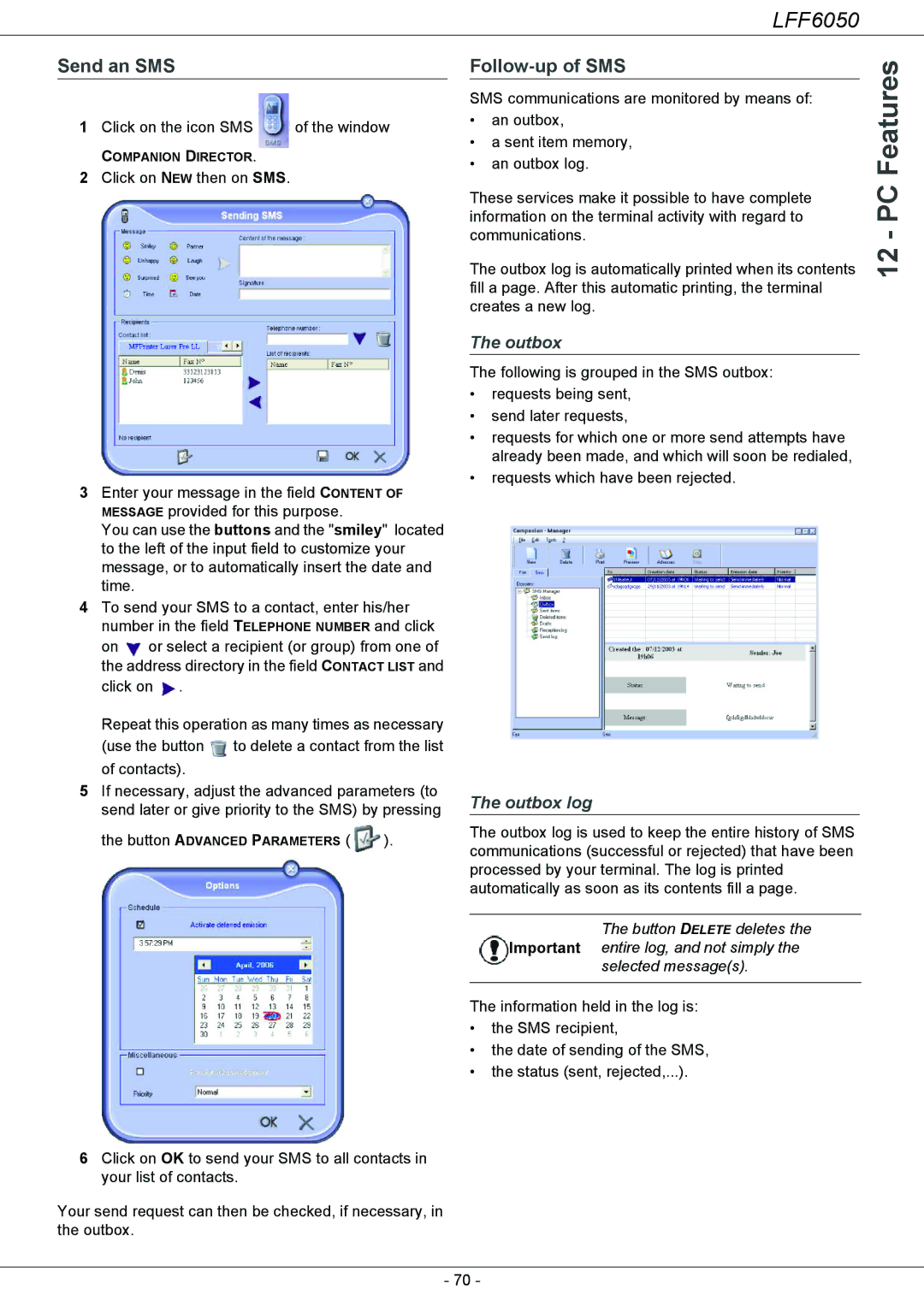 Philips LFF 6050, 253118301-A user manual Send an SMS, Follow-up of SMS 