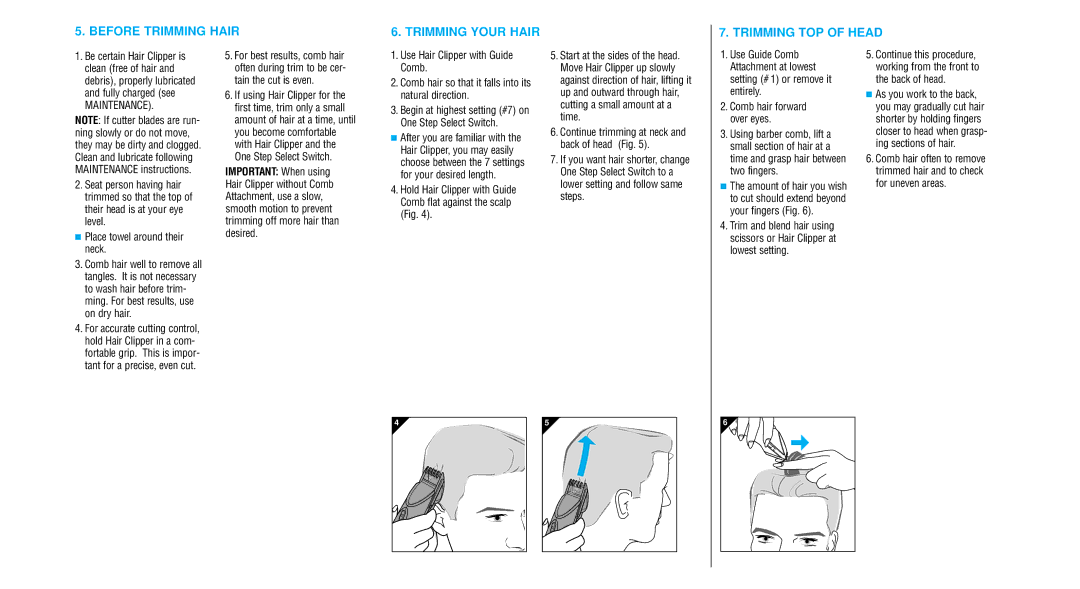 Philips 25LC, 35LC important safety instructions Comb, Natural direction, One Step Select Switch 