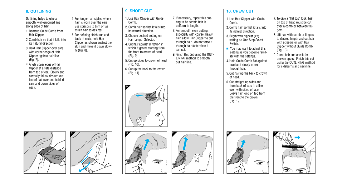 Philips 35LC, 25LC important safety instructions Outlining, Short CUT, Crew CUT 