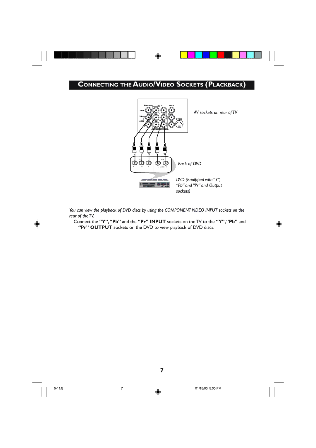 Philips 25PT3323 operating instructions Connecting the AUDIO/VIDEO Sockets Plackback 