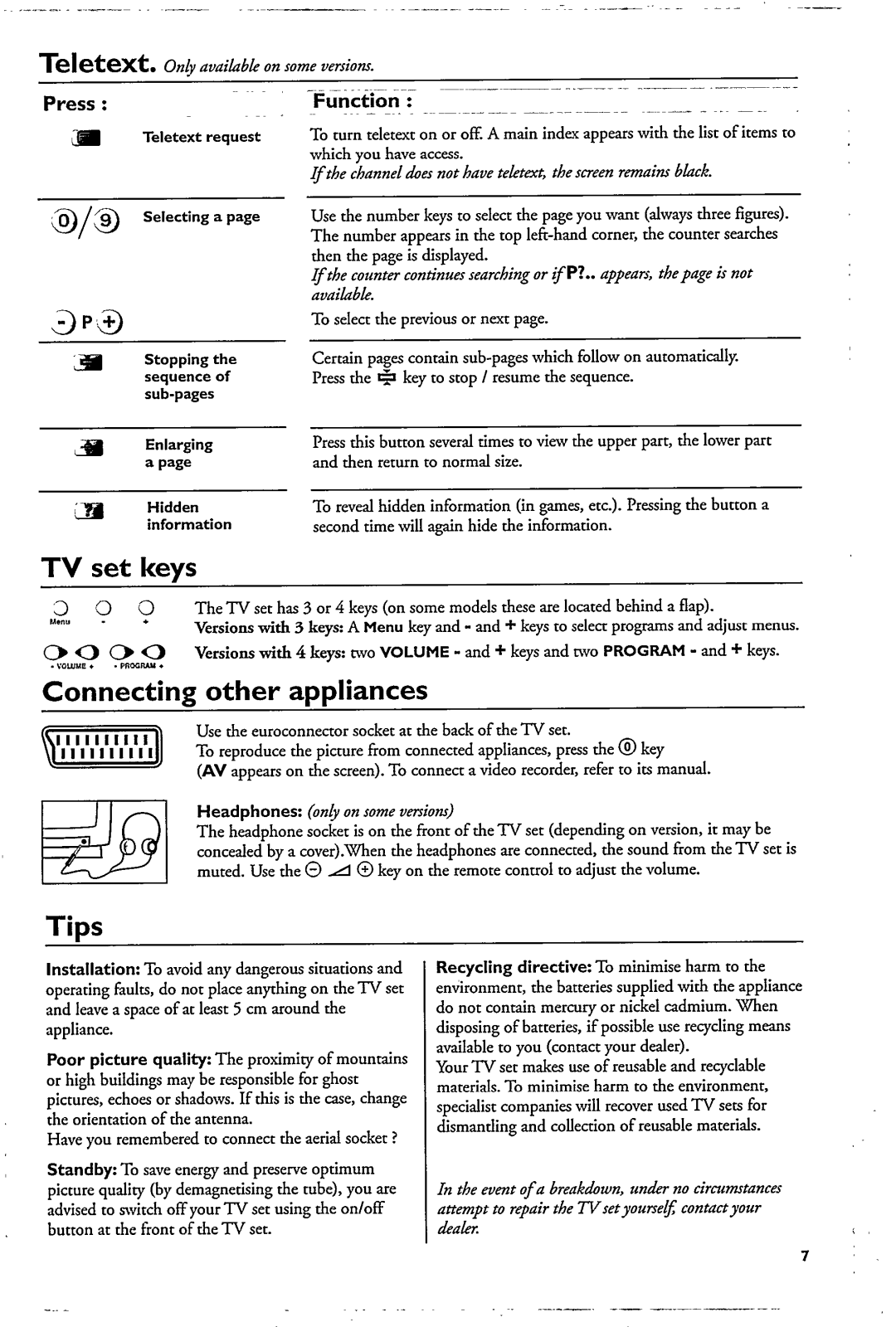 Philips 25PT4103/15 manual 