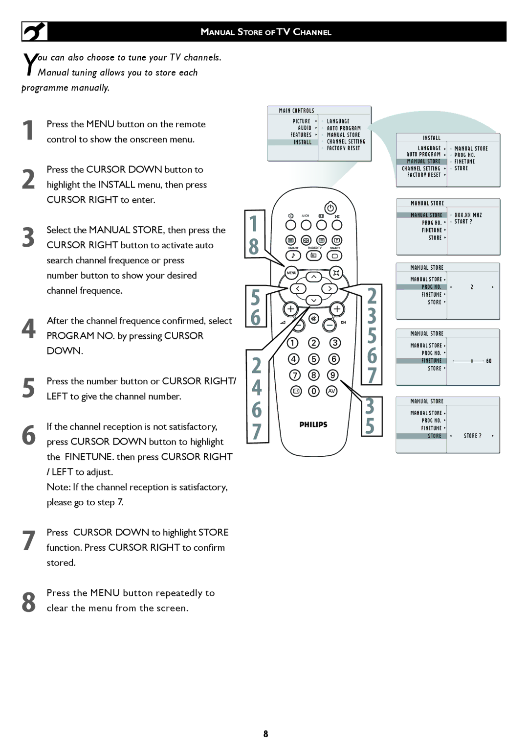 Philips 26/32TA1000 user manual Programme manually 