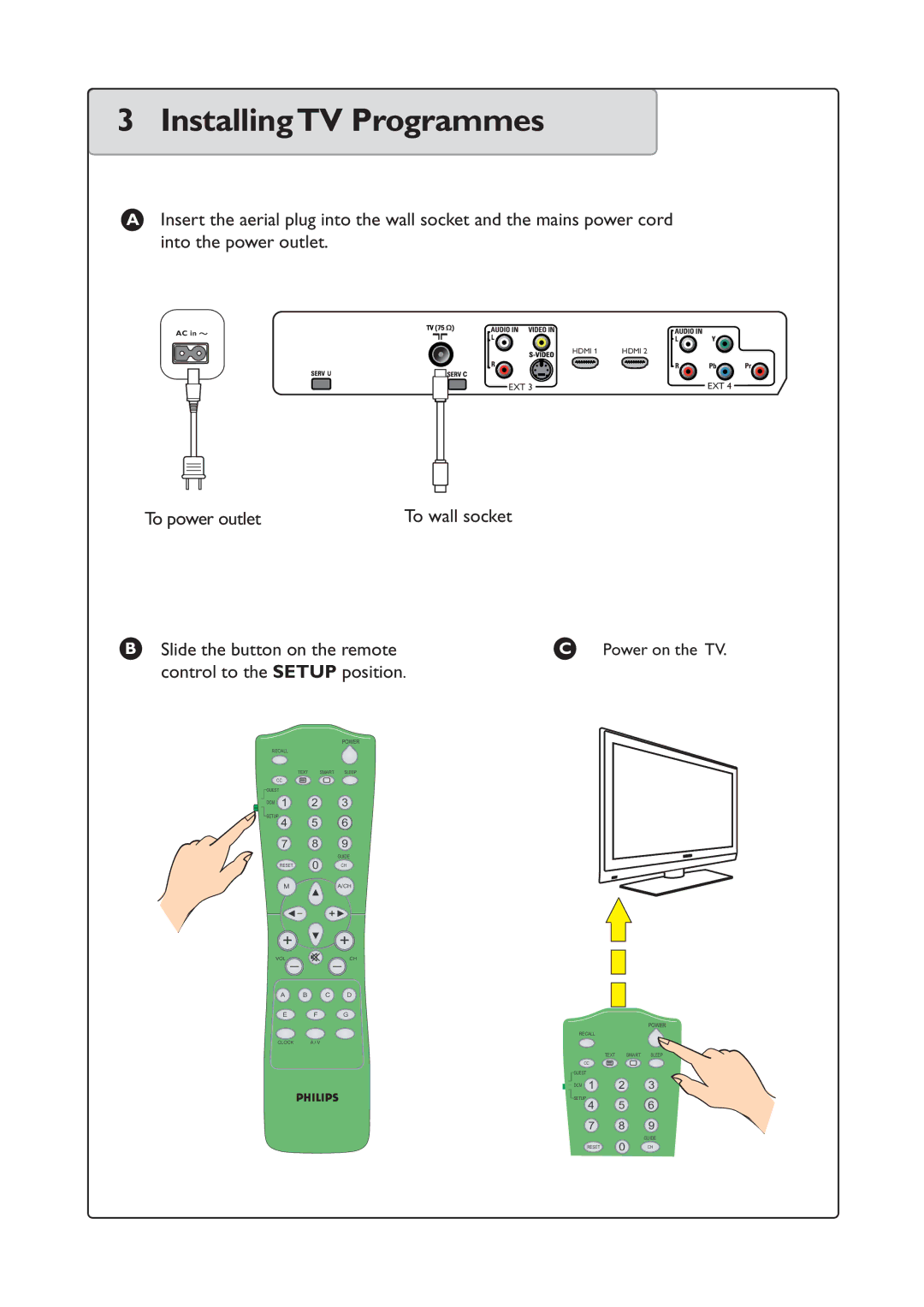 Philips 26HF7875/10 quick start InstallingTV Programmes, Power on the TV 