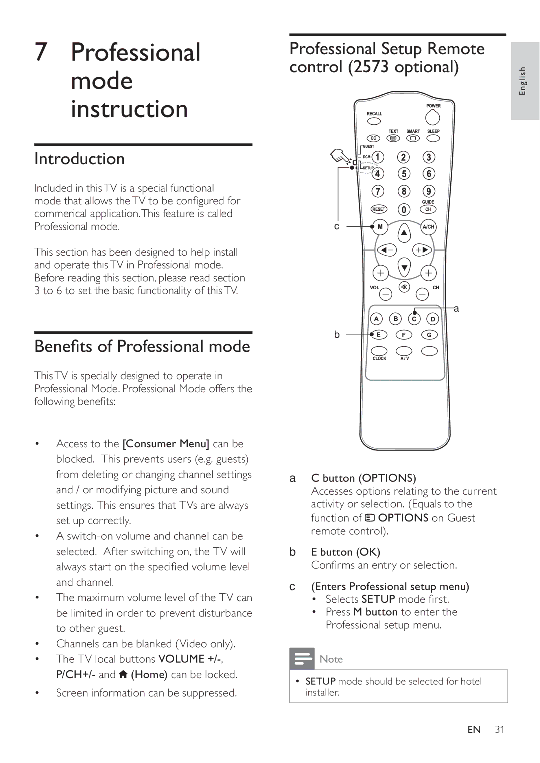 Philips 22HFL3232D/10, 26HFL3232D/10, 19HFL3232D user manual Introduction, Professional Setup Remote Control 2573 optional 