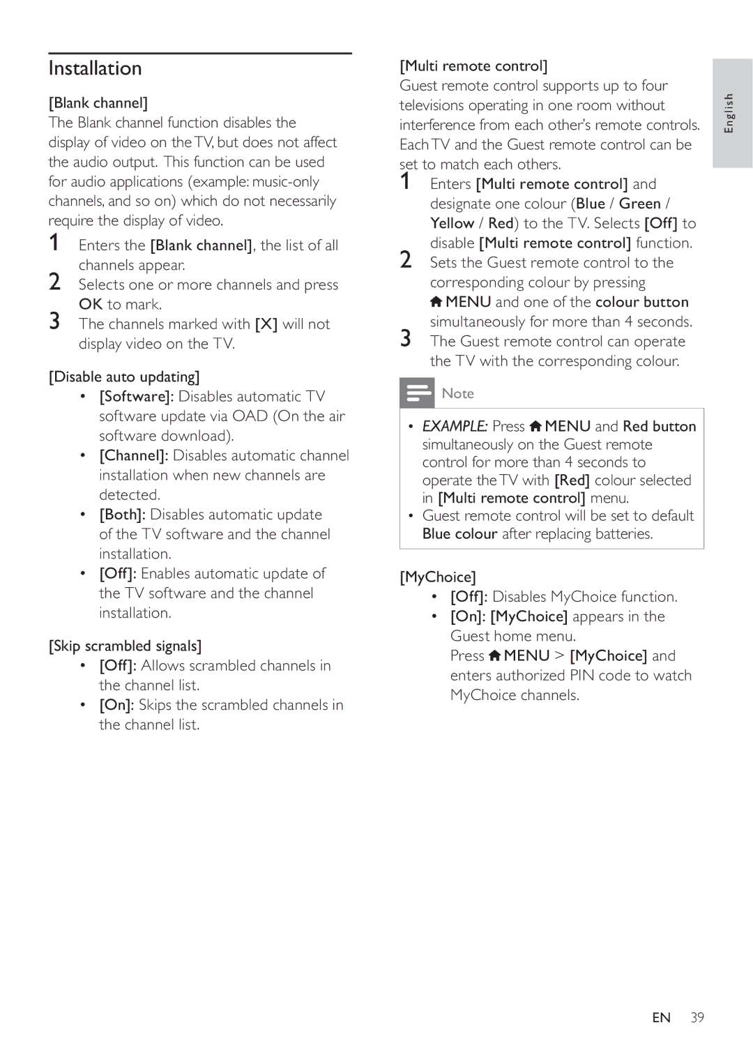 Philips 22HFL3232D/10, 26HFL3232D/10, 19HFL3232D/10 user manual Installation, Blank channel 