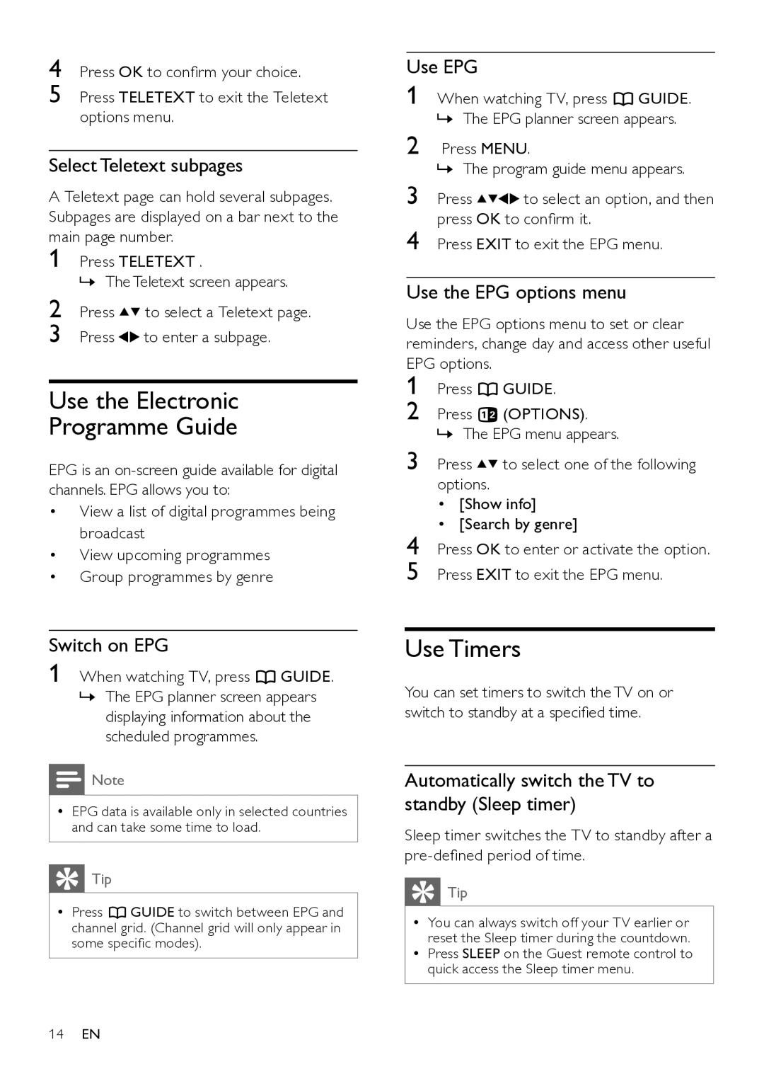 Philips 26HFL4371D/10, 26HFL3331D/10, 22HFL4371D/10, 22HFL3331D/10 user manual Use the Electronic Programme Guide, Use Timers 