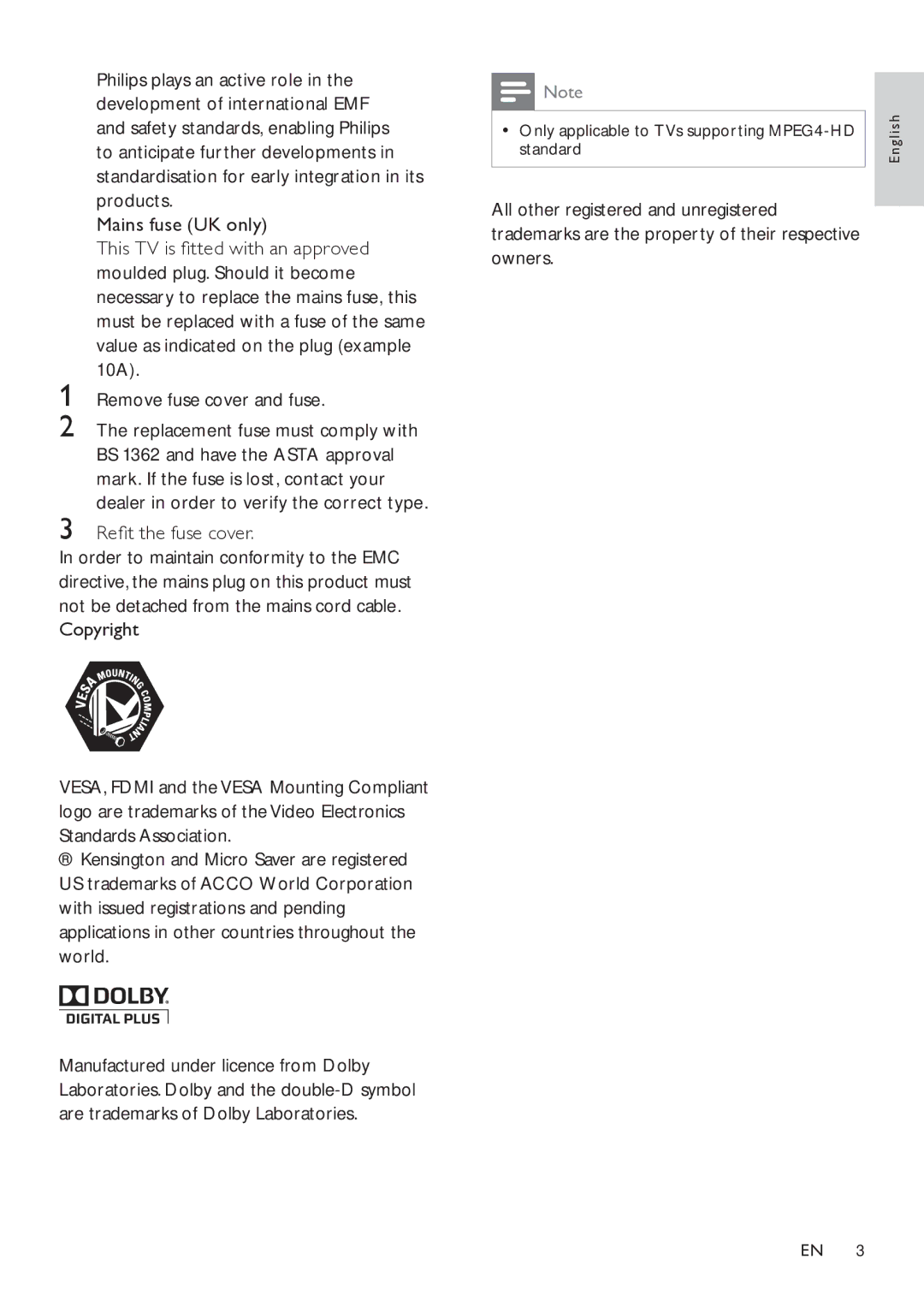 Philips 26HFL3331D/10, 26HFL4371D/10, 22HFL4371D/10, 22HFL3331D/10, 32HFL4351D/10 user manual Standard 