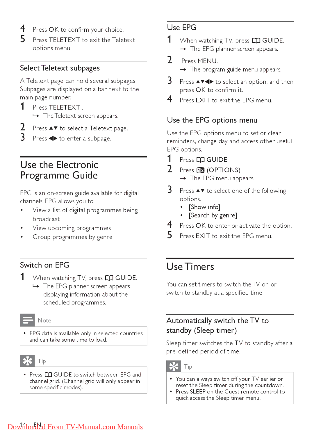 Philips 26HFL4371D/10, 26HFL3331D/10, 22HFL4371D/10, 22HFL3331D/10 user manual Use the Electronic Programme Guide, Use Timers 