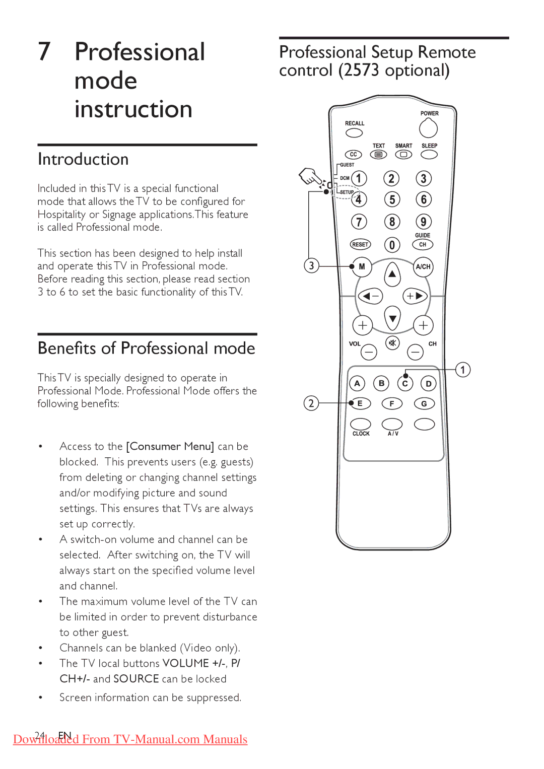 Philips 26HFL4371D/10, 26HFL3331D/10 Introduction, Benefits of Professional mode, Screen information can be suppressed 