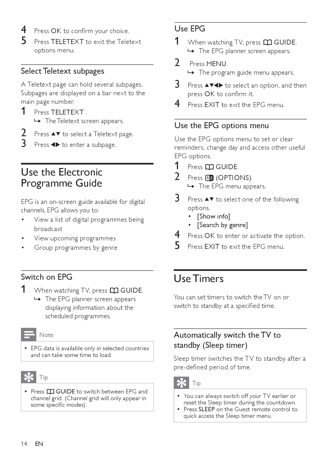 Philips 26HFL4371D/10, 26HFL3331D/10, 22HFL4371D/10, 32HFL4351D/10 user manual Use the Electronic Programme Guide, Use Timers 