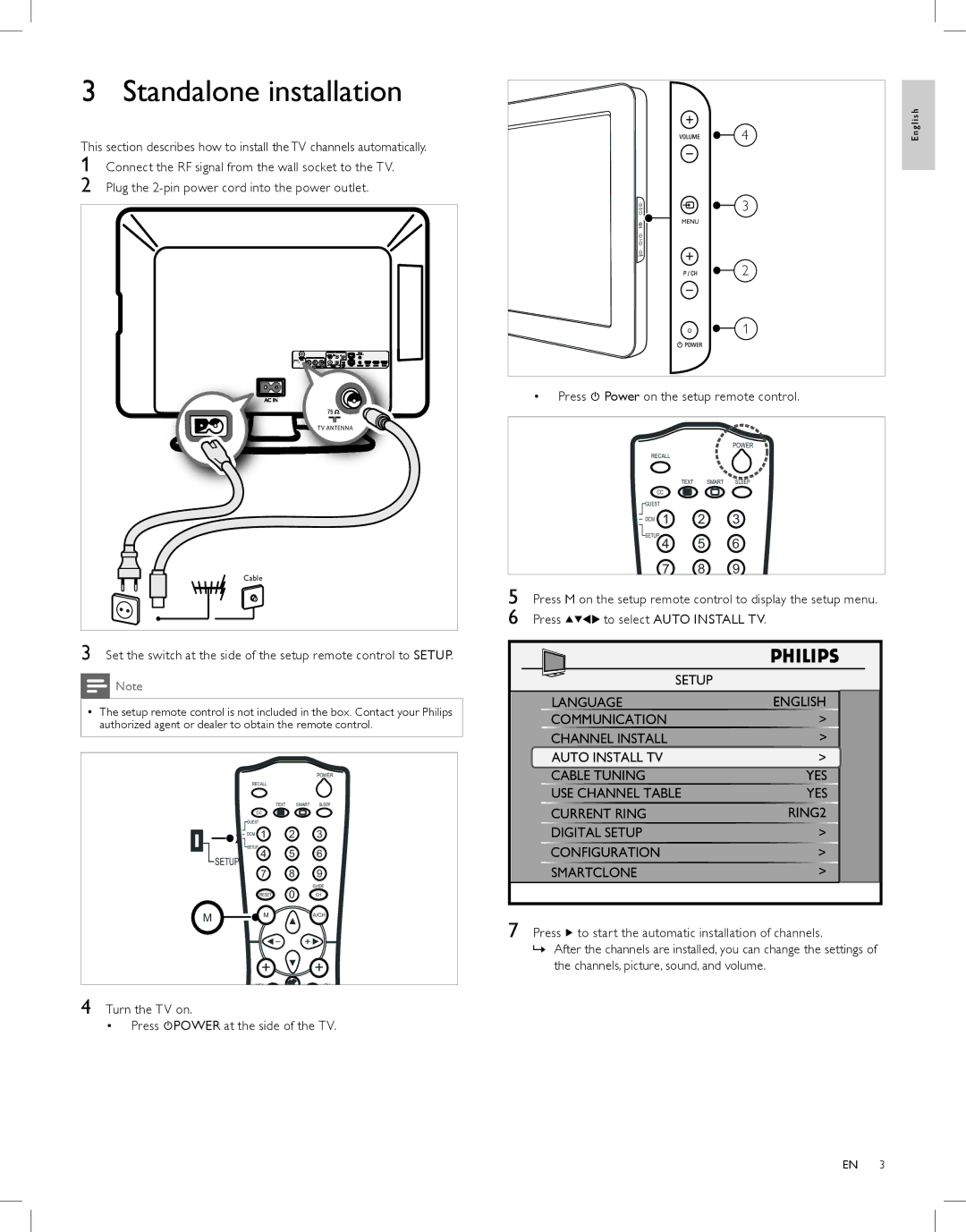 Philips 26HL5561L quick start Standalone installation, + + 