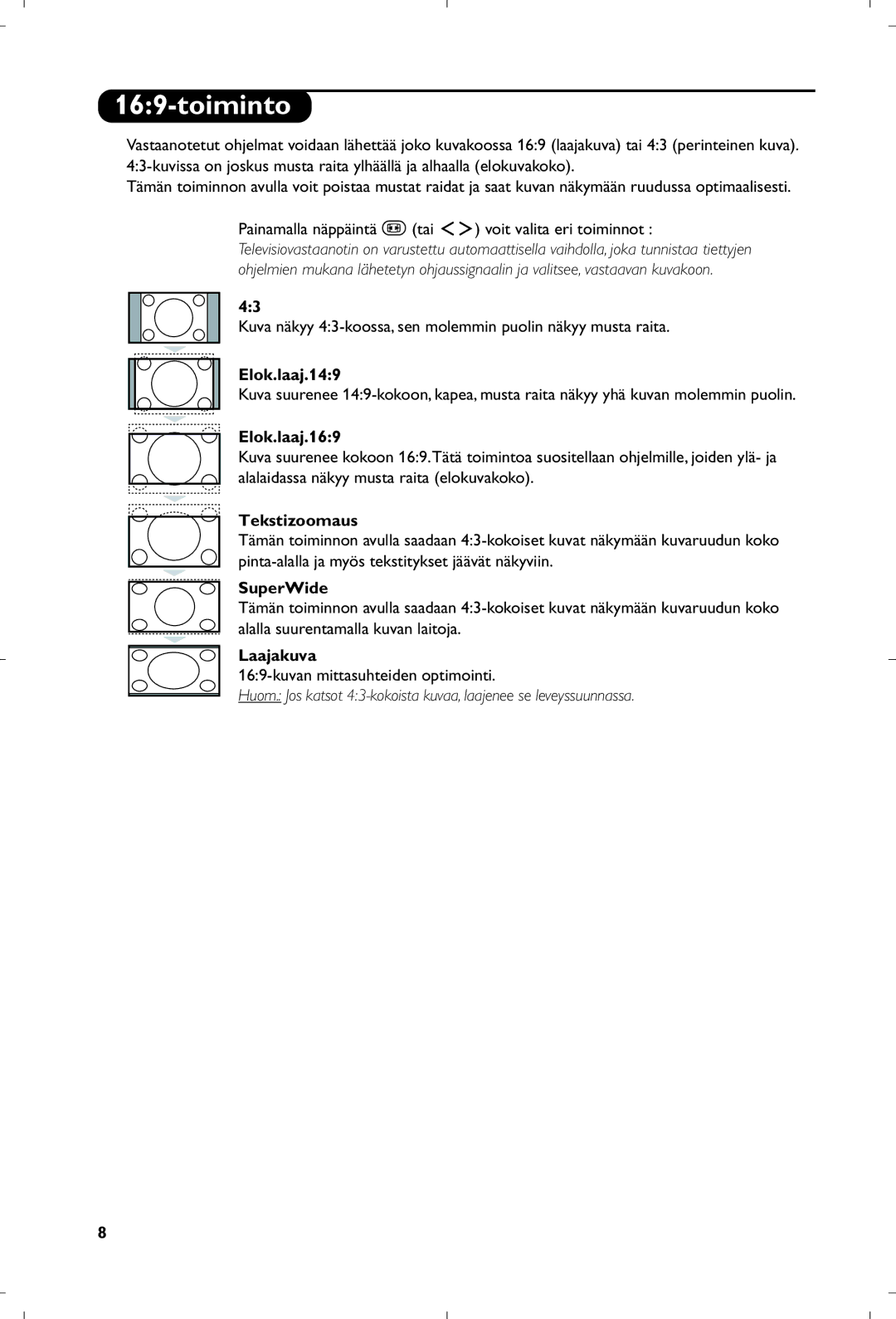 Philips 26PF5320/10 manual Toiminto 