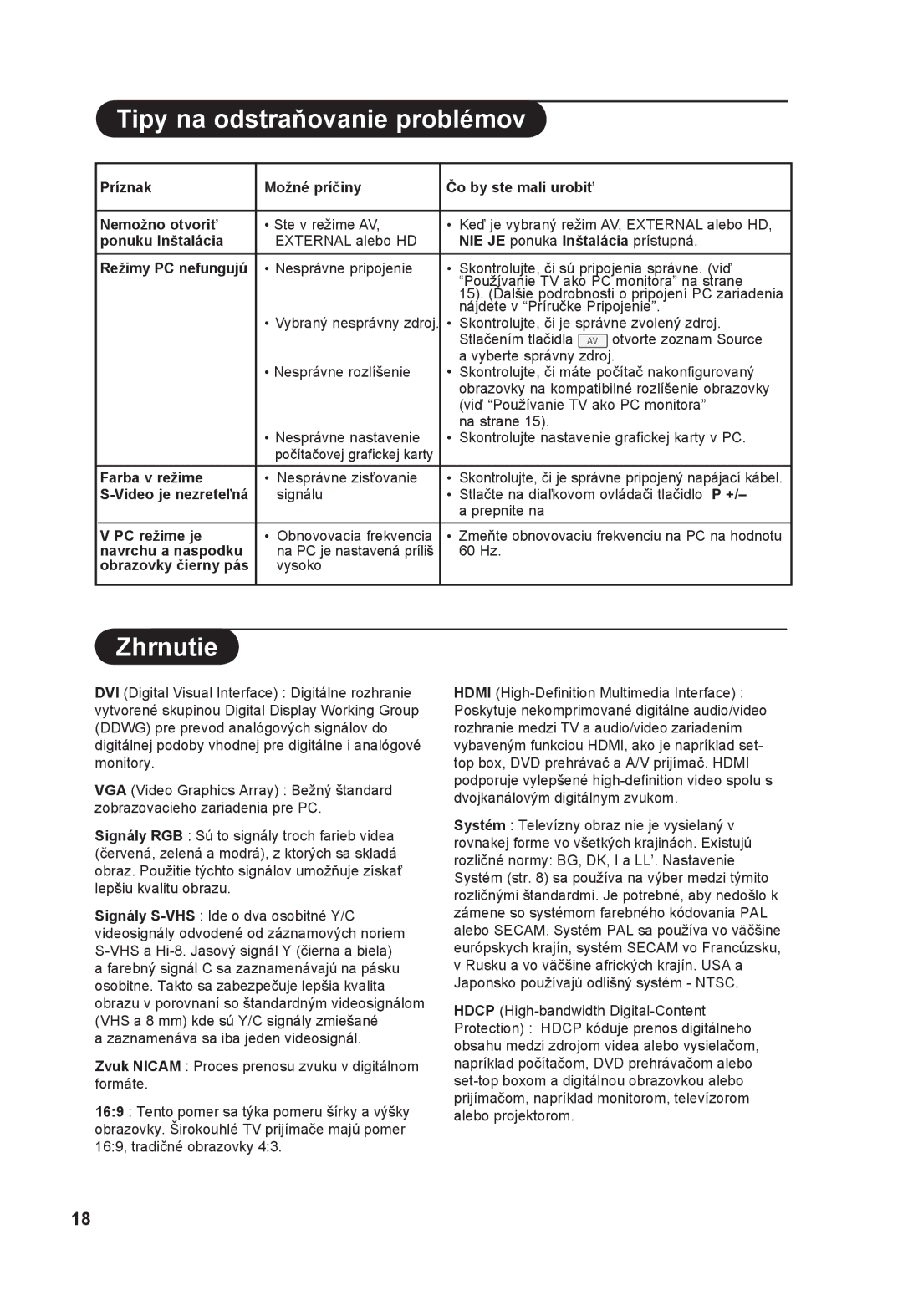 Philips 32PF5321, 26PF5321 manual Zhrnutie 