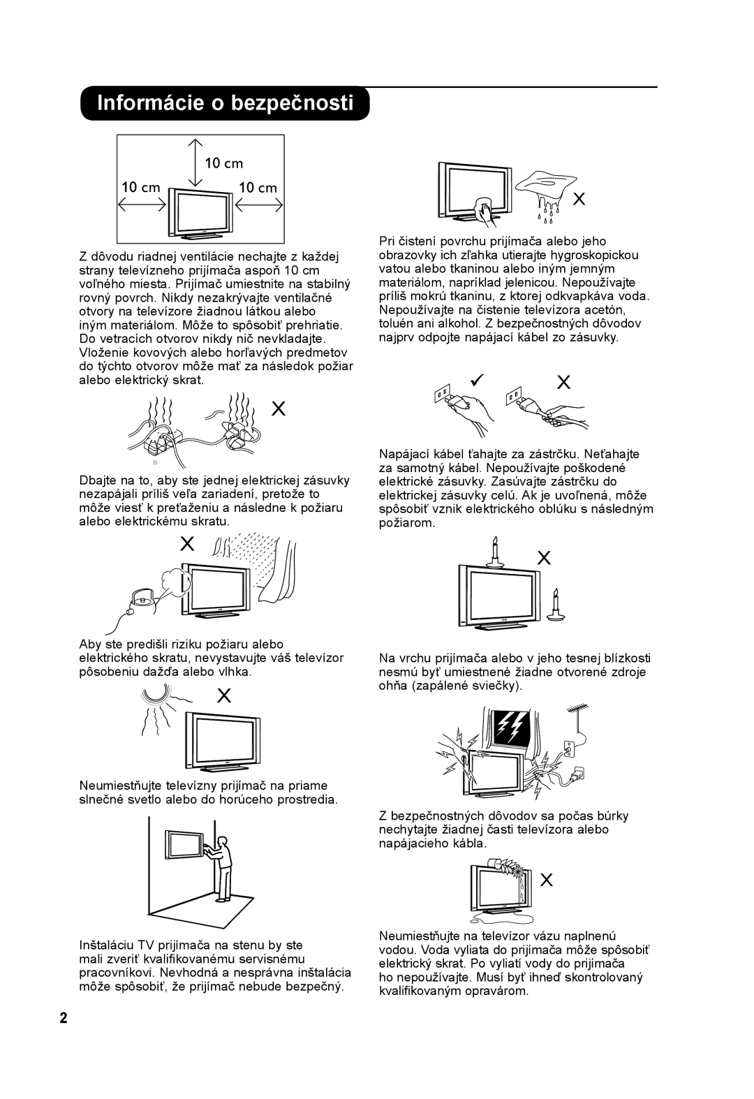 Philips 32PF5321, 26PF5321 manual Informácie o bezpečnosti, 10 cm 