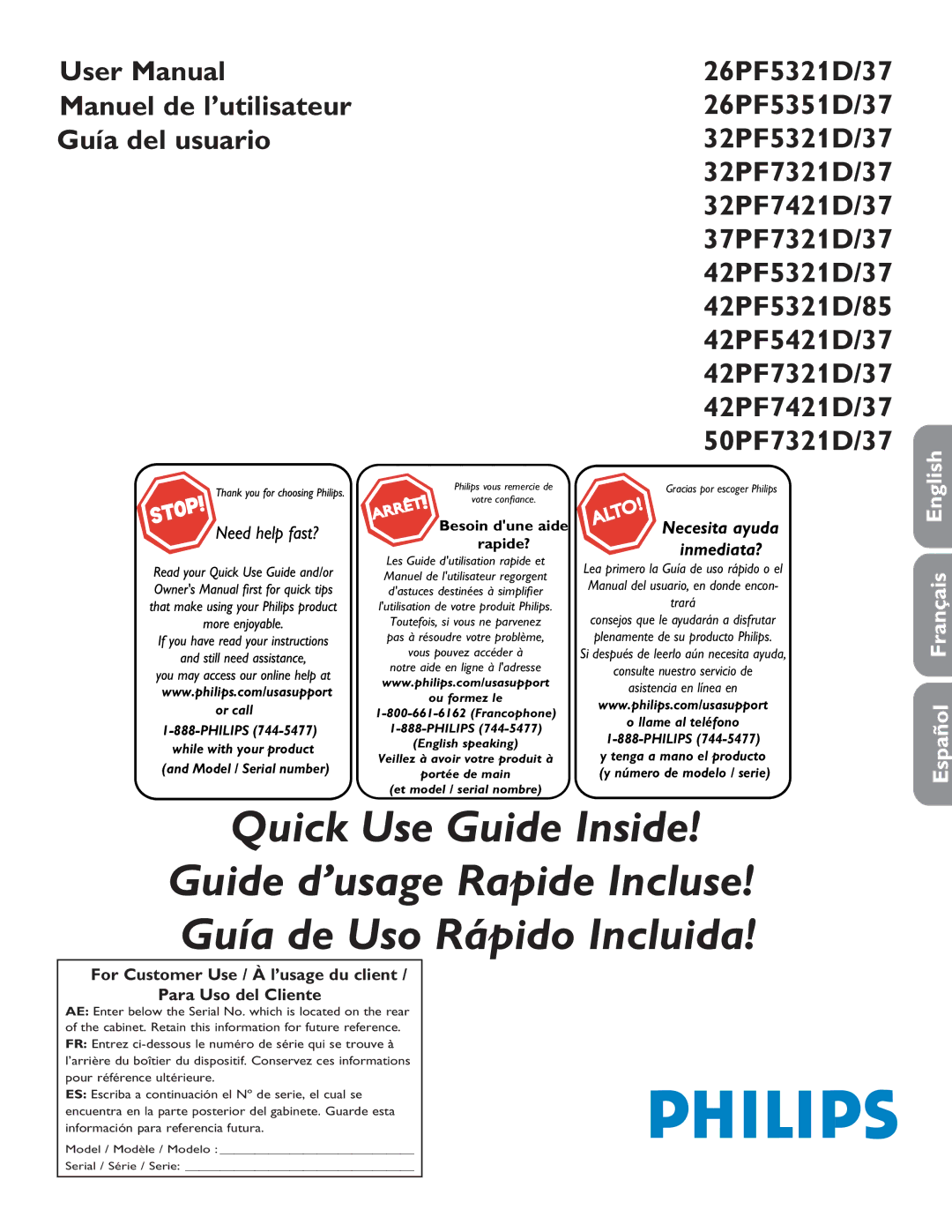 Philips 26PF5321D/37 user manual 