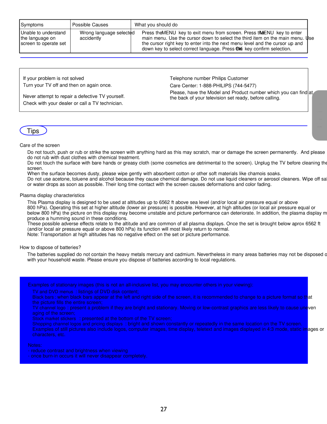 Philips 26PF5321D/37 user manual Tips 