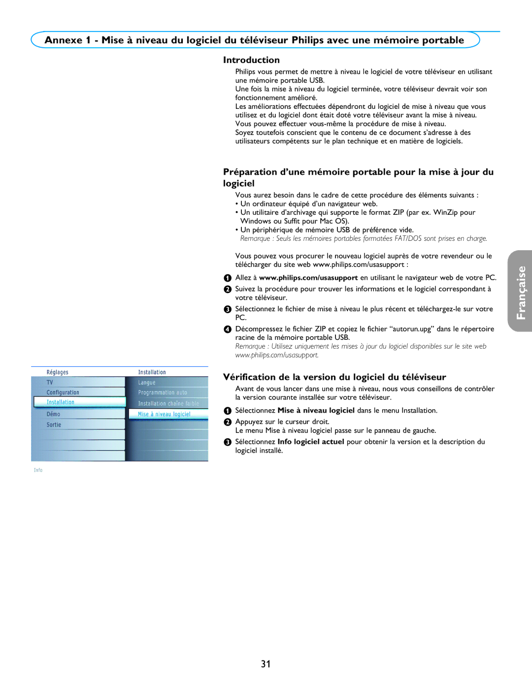 Philips 26PF5321D/37 user manual Introduction, Vérification de la version du logiciel du téléviseur 