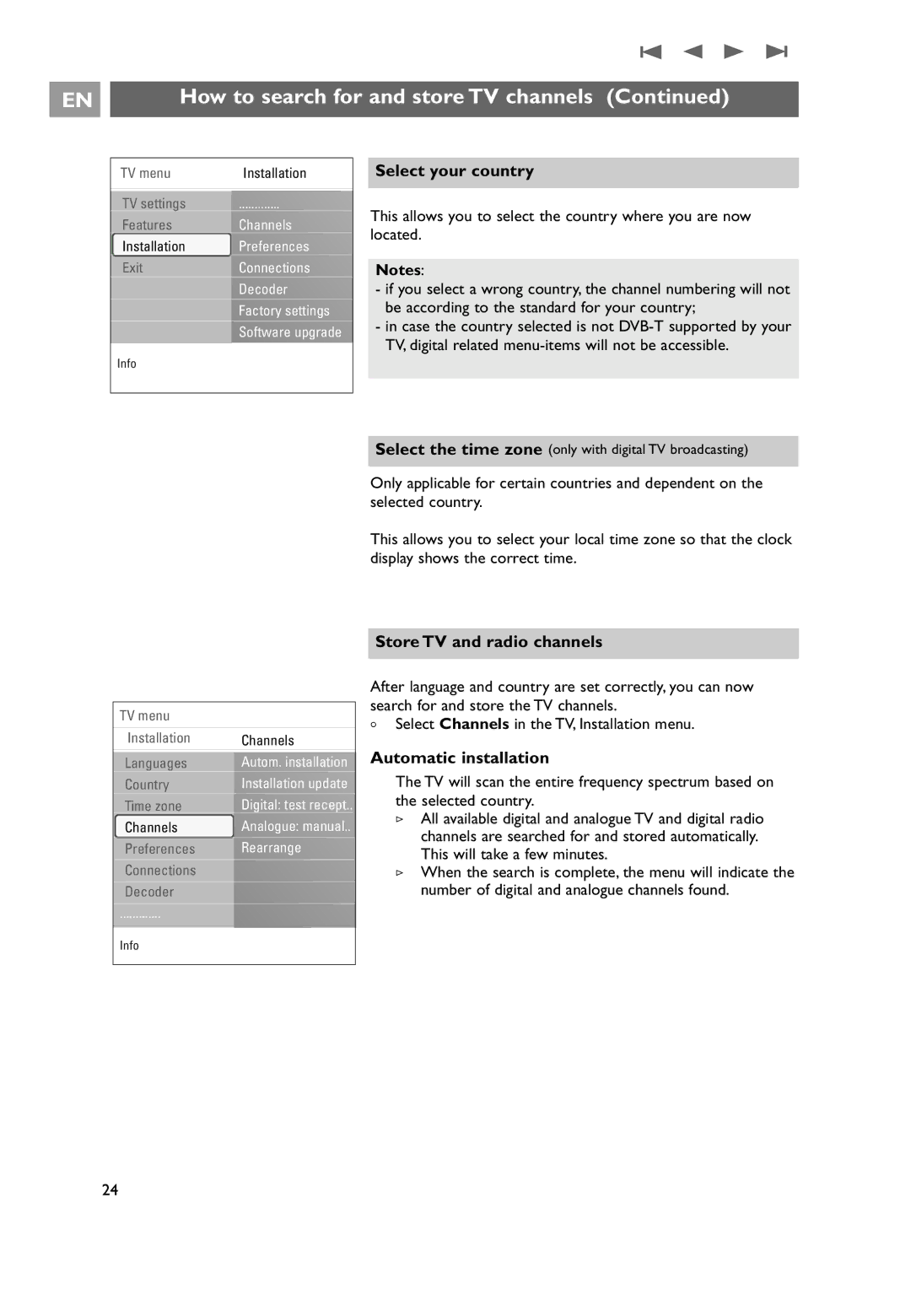 Philips 26PF9631D/10 user manual Select your country, Store TV and radio channels 