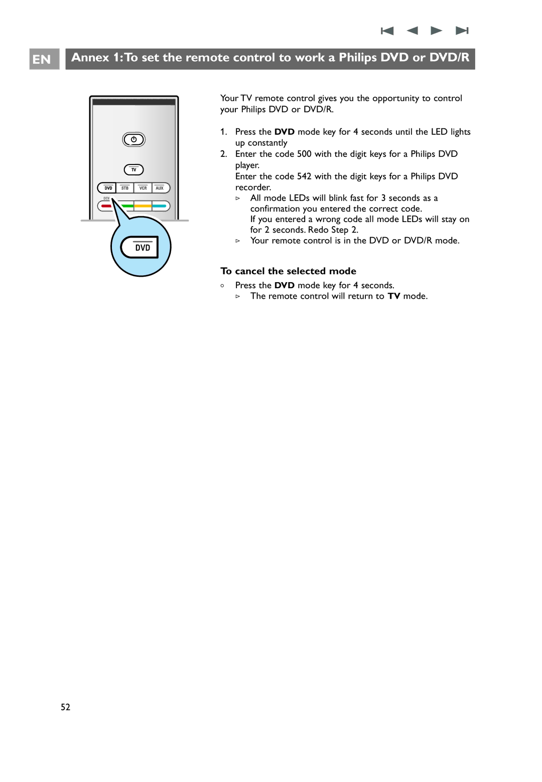 Philips 26PF9631D/10 user manual To cancel the selected mode 