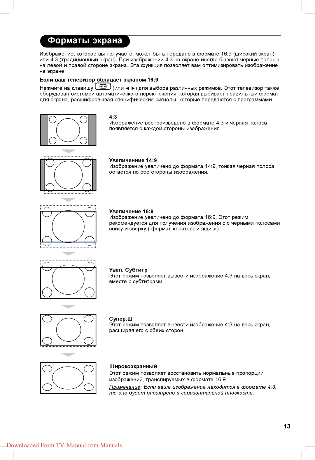 Philips 32PFL3321S, 26PFL3321S manual Форматы экрана 