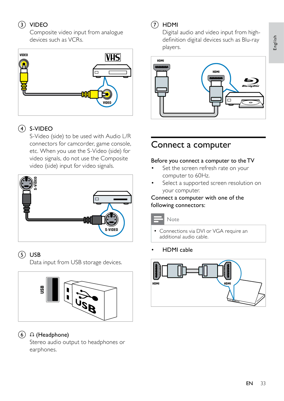 Philips 22PFL5604D/12, 26PFL5604D/12 user manual Connect a computer, Players, Hdmi cable 