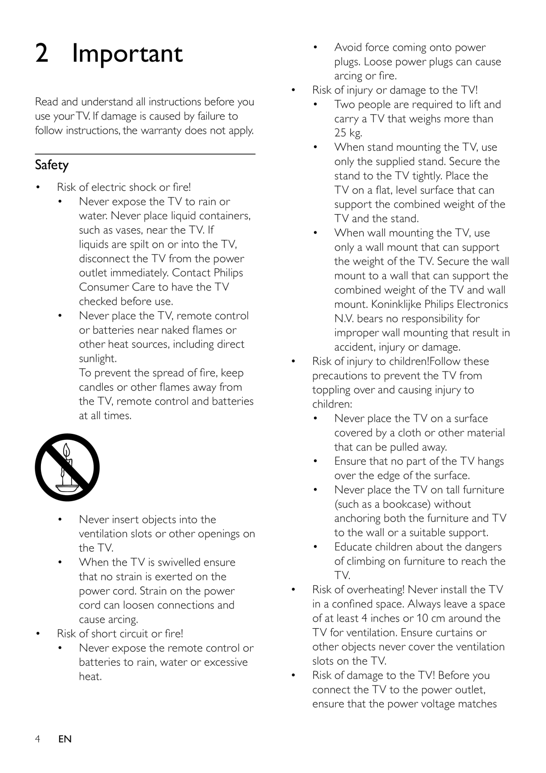 Philips 26PFL5604D/12, 22PFL5604D/12 user manual Safety 