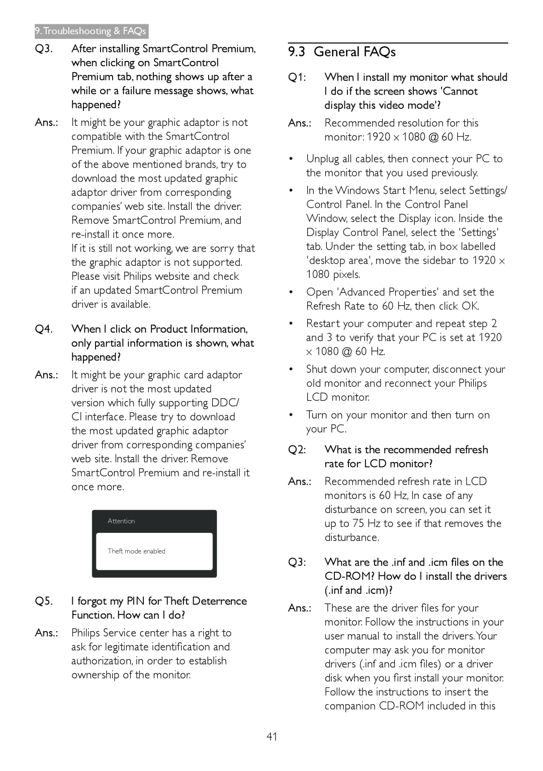 Philips 271S4LPYEB user manual General FAQs 