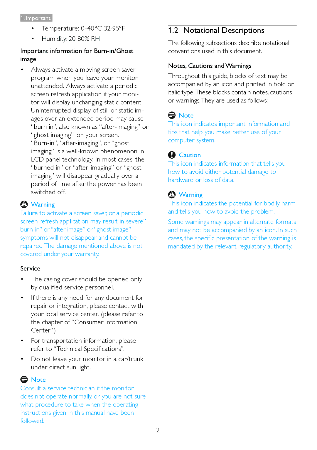 Philips 271S4LPYEB user manual Notational Descriptions 