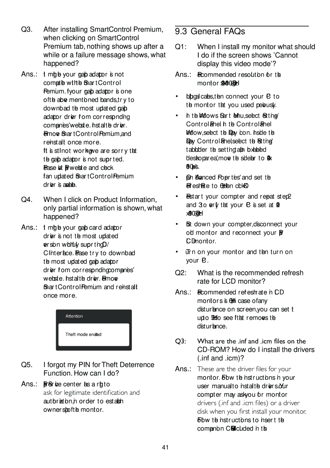 Philips 271S4LPYEB General FAQs, Do if the screen shows Cannot, Display this video mode?, Recommended resolution for this 