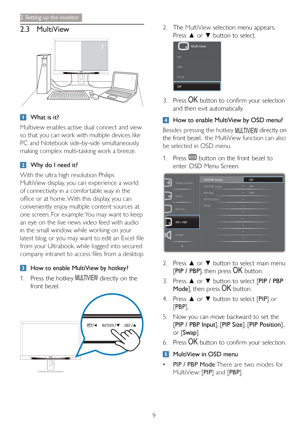 Philips 27254 user manual MultiView 