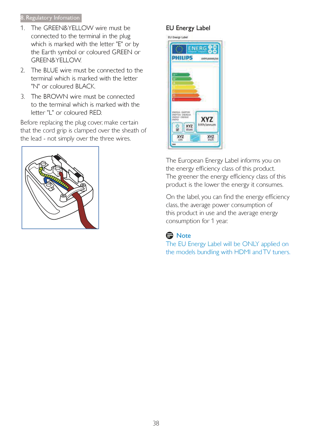 Philips 27254 user manual Green&Yellow, EU Energy Label 