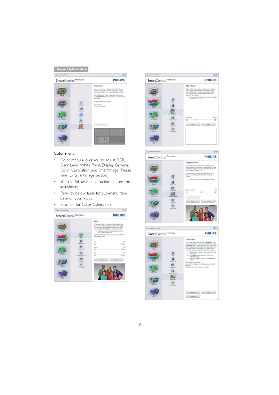 Philips 272P4 user manual Color menu 