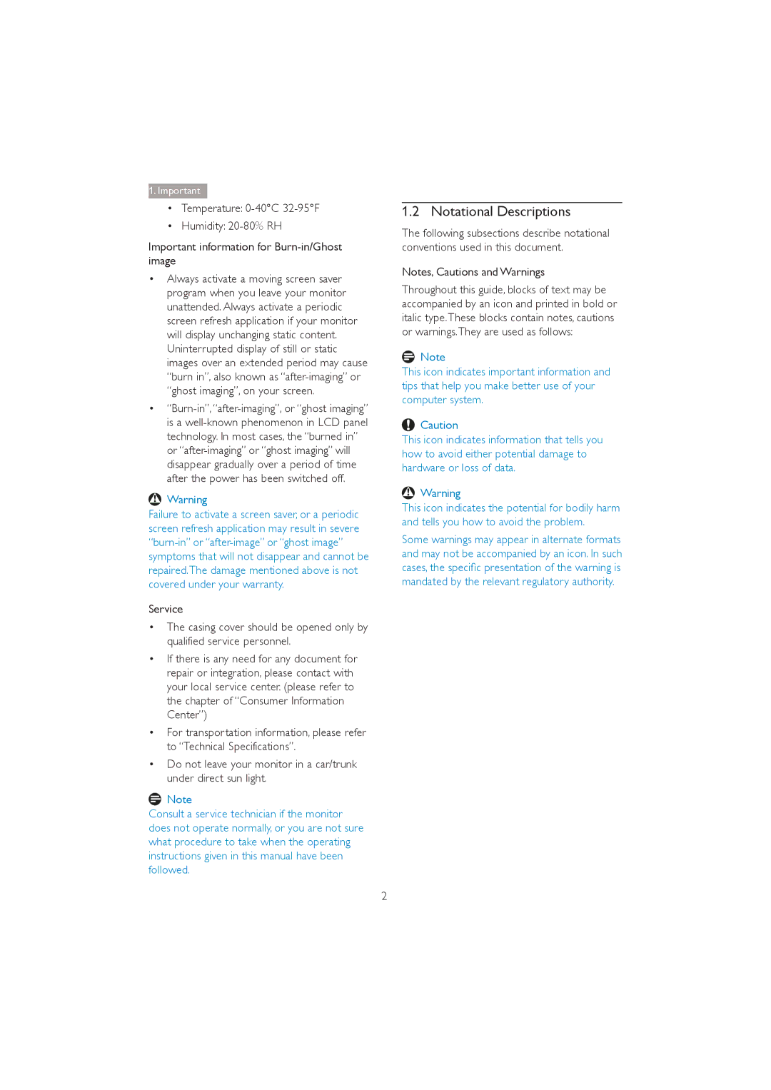 Philips 272P4 user manual Notational Descriptions 