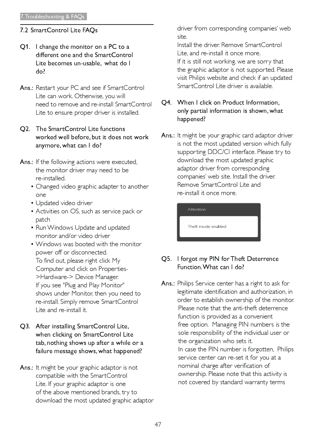 Philips 2.73E+05 user manual Driver from corresponding companies’ web site 