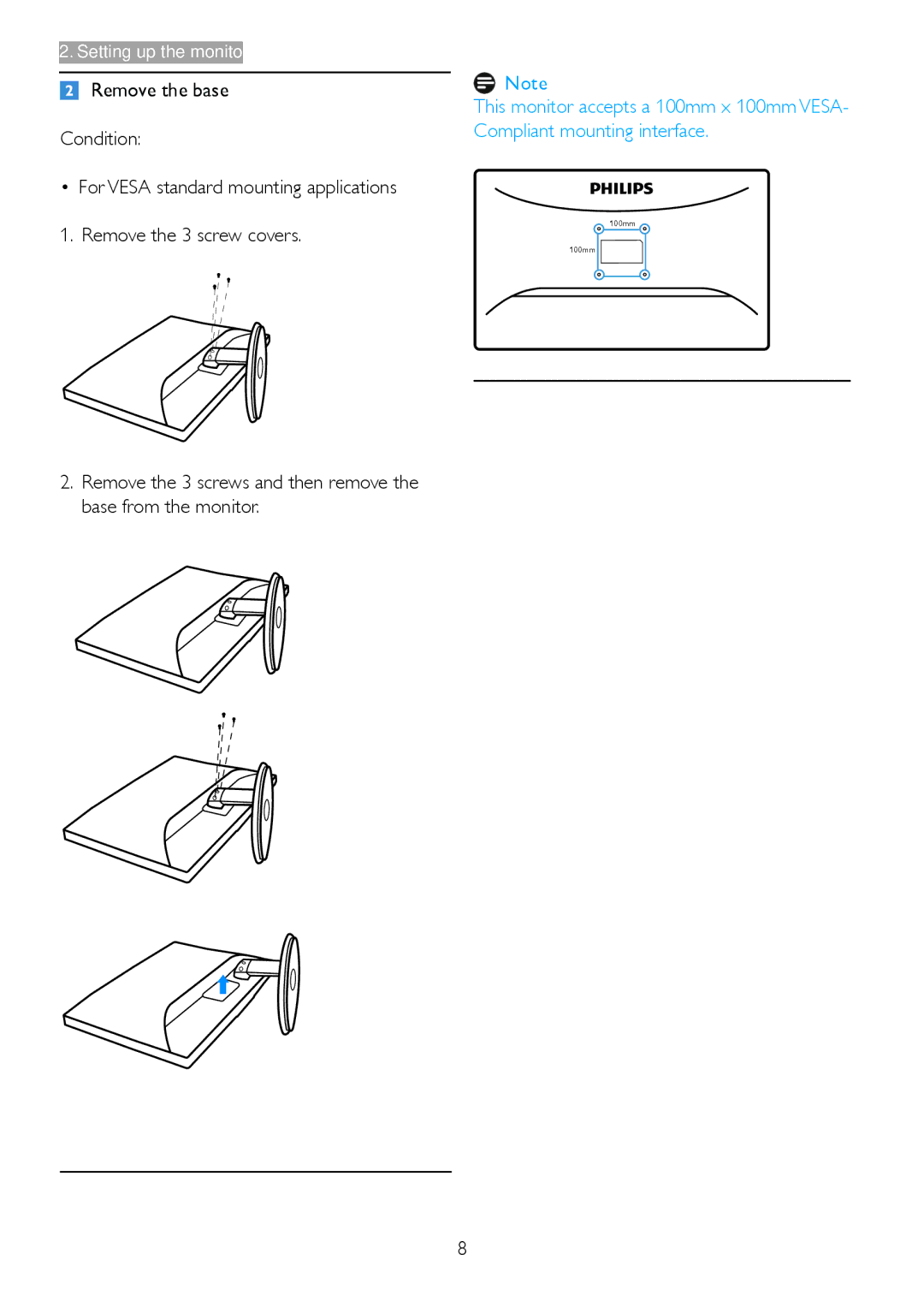 Philips 273E3L user manual 100mm 