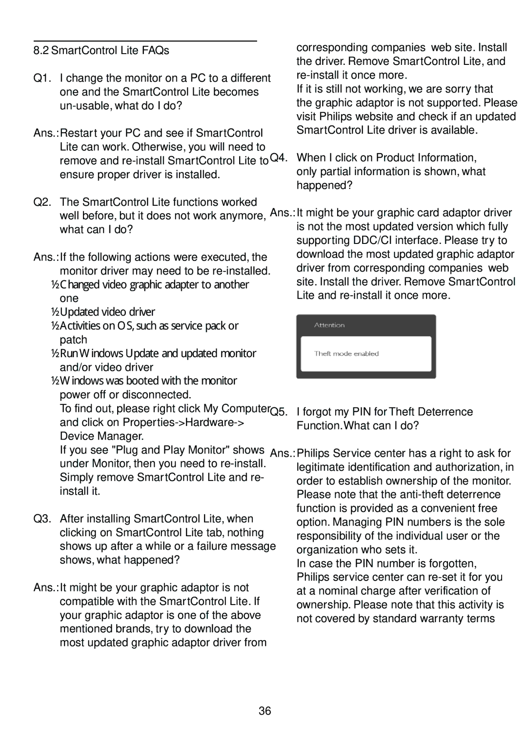 Philips 273E3L user manual SmartControl Lite FAQs 