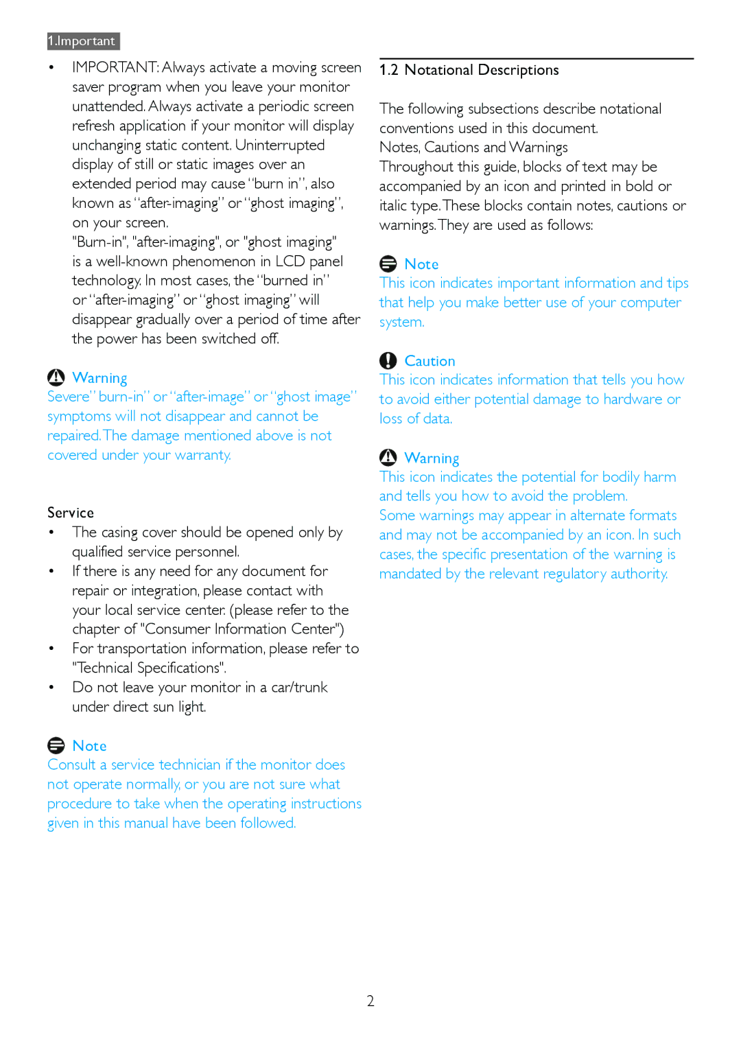 Philips 273E3L user manual Notational Descriptions 