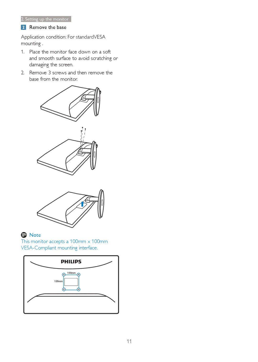 Philips 273G3D user manual 100mm 