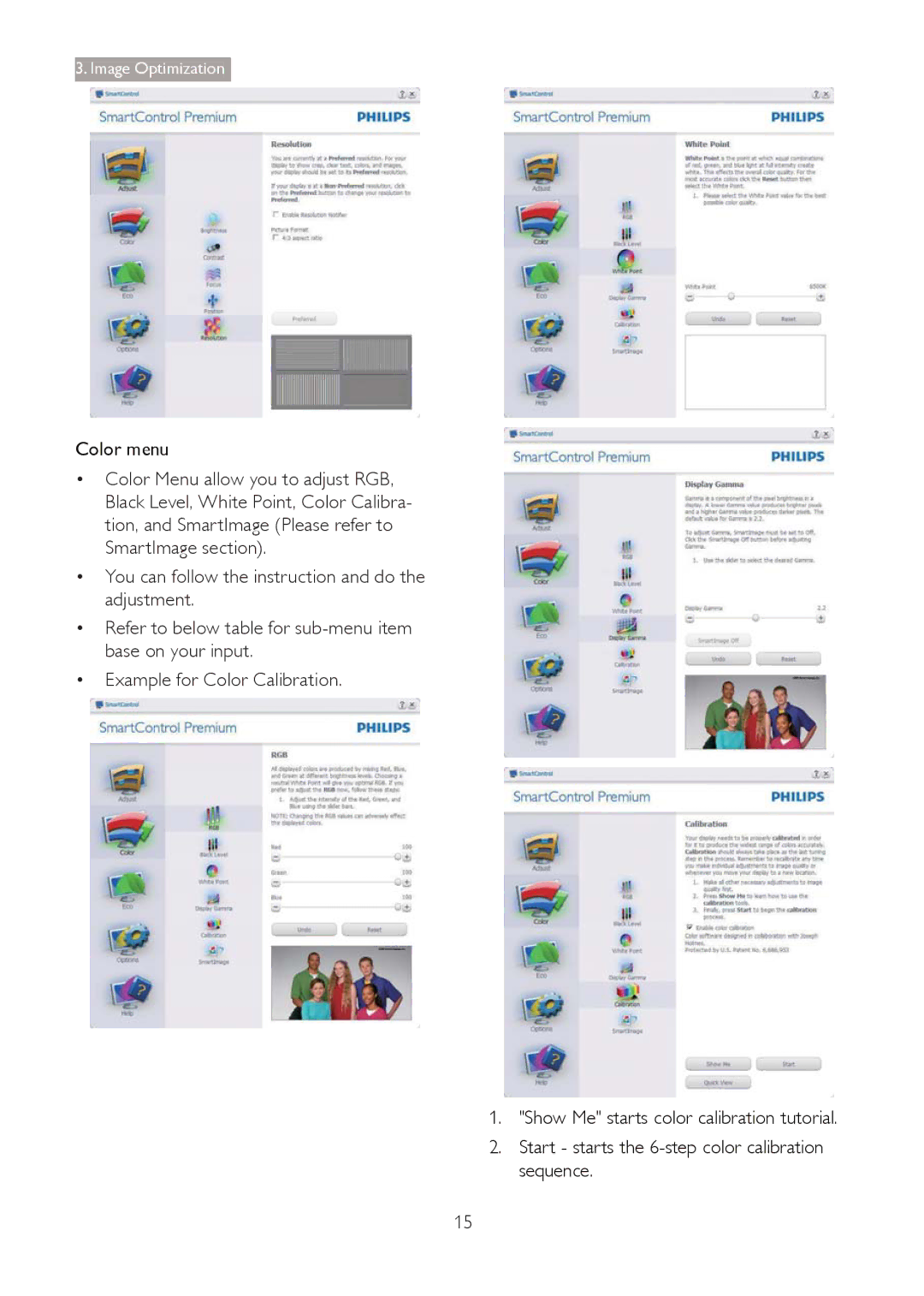 Philips 273G3D user manual Color menu 