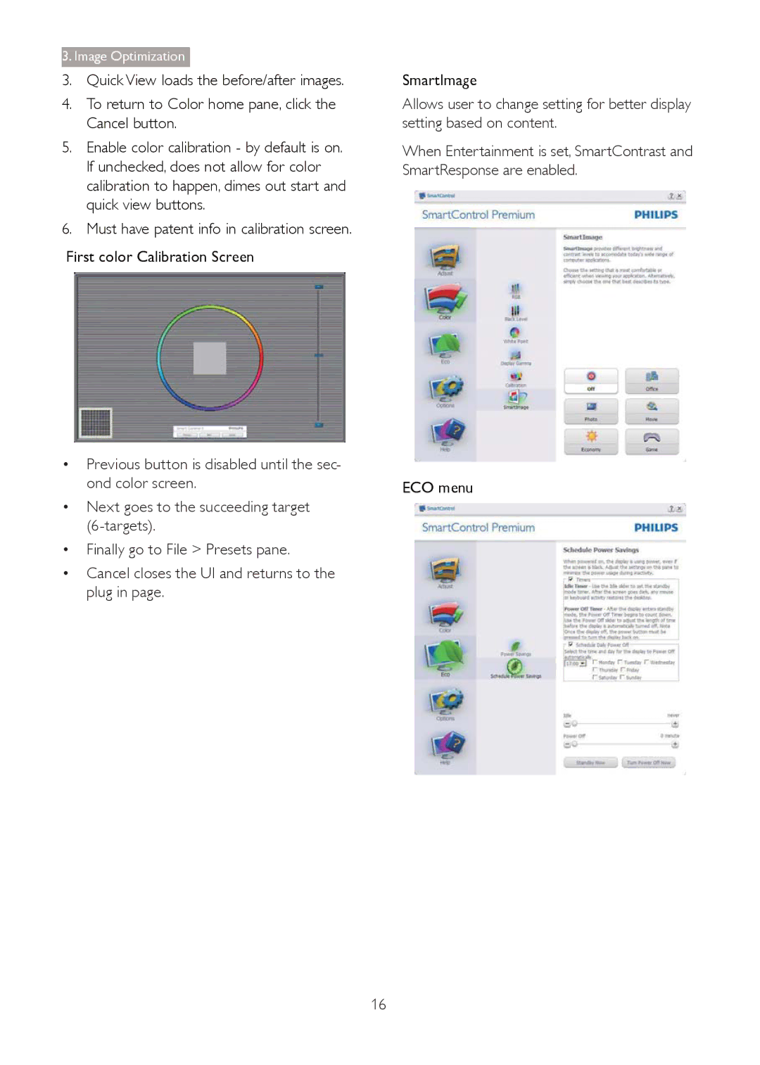 Philips 273G3D user manual SmartImage, ECO menu 