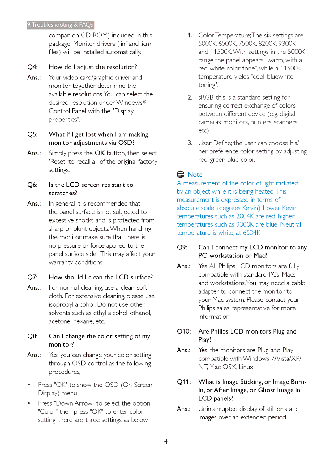 Philips 273G3D user manual Press OK to show the OSD On Screen Display menu 