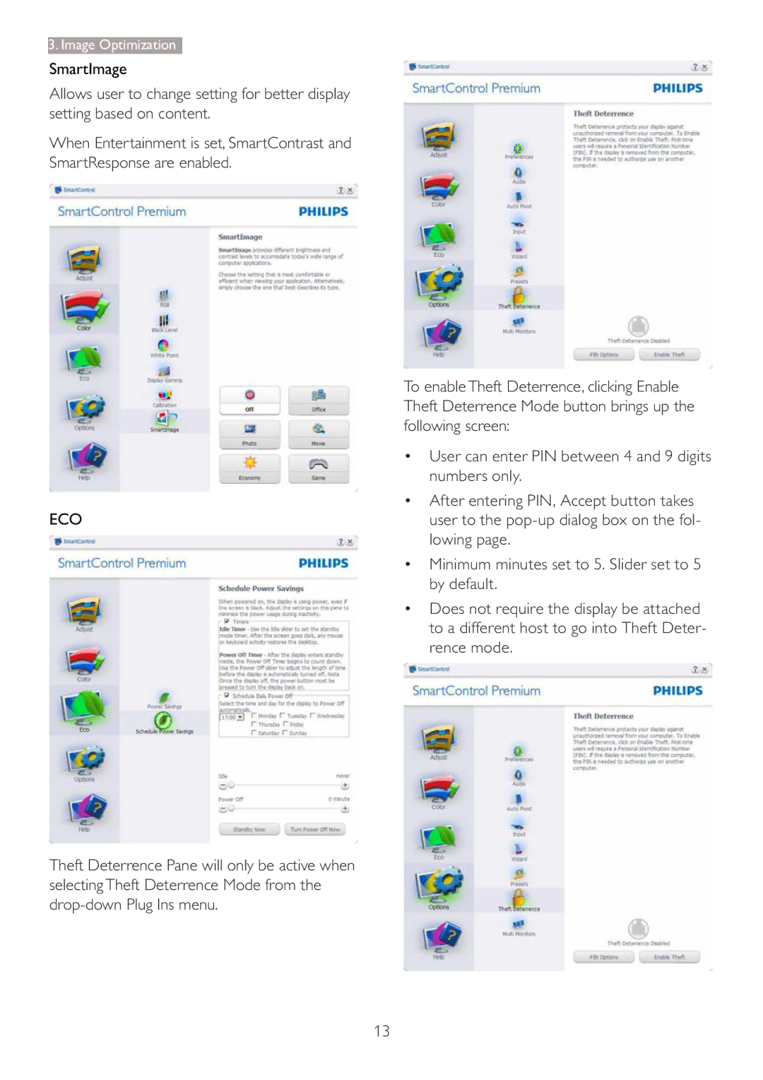 Philips 273P3 user manual SmartImage, Eco 