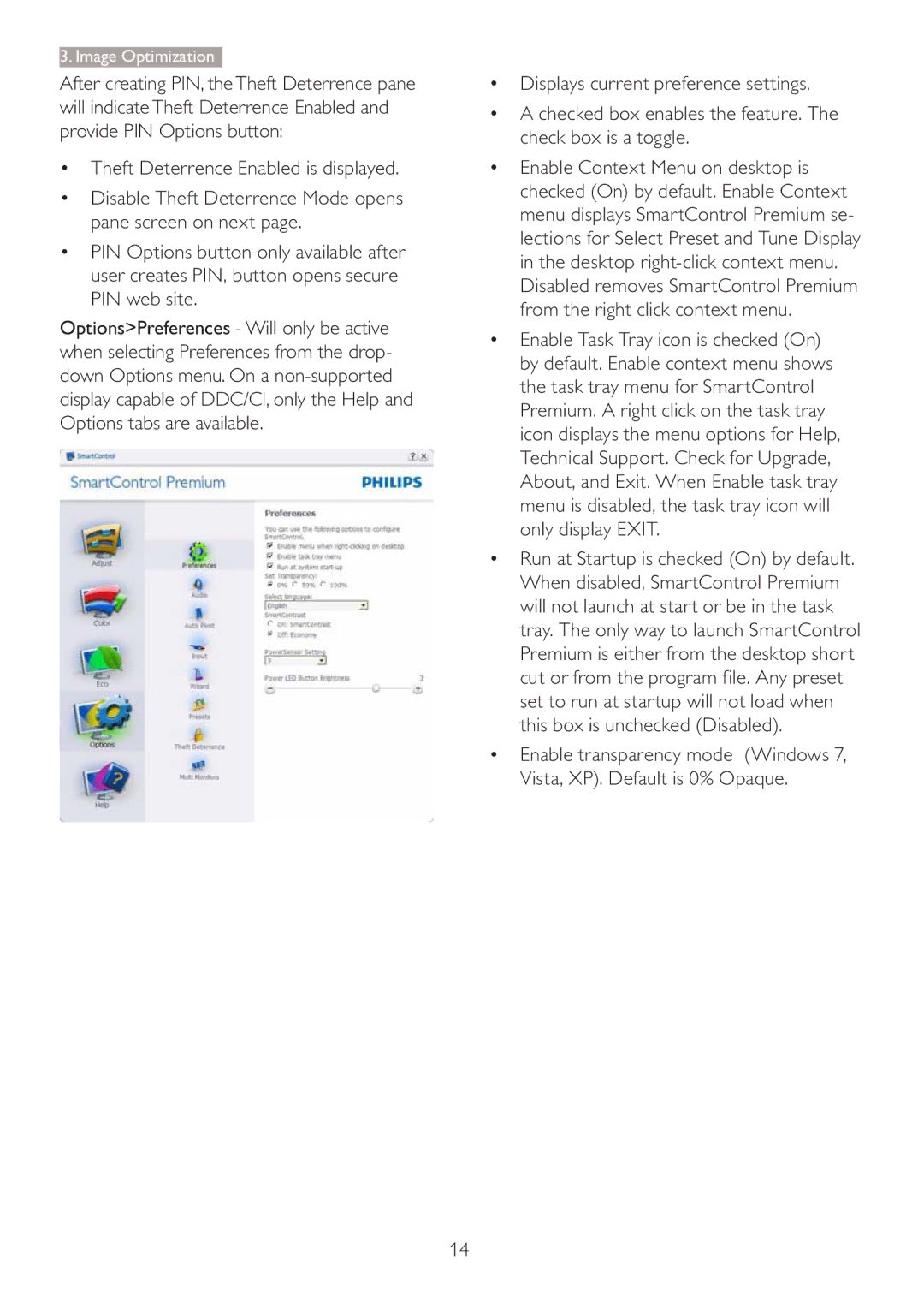 Philips 273P3 user manual Image Optimization 