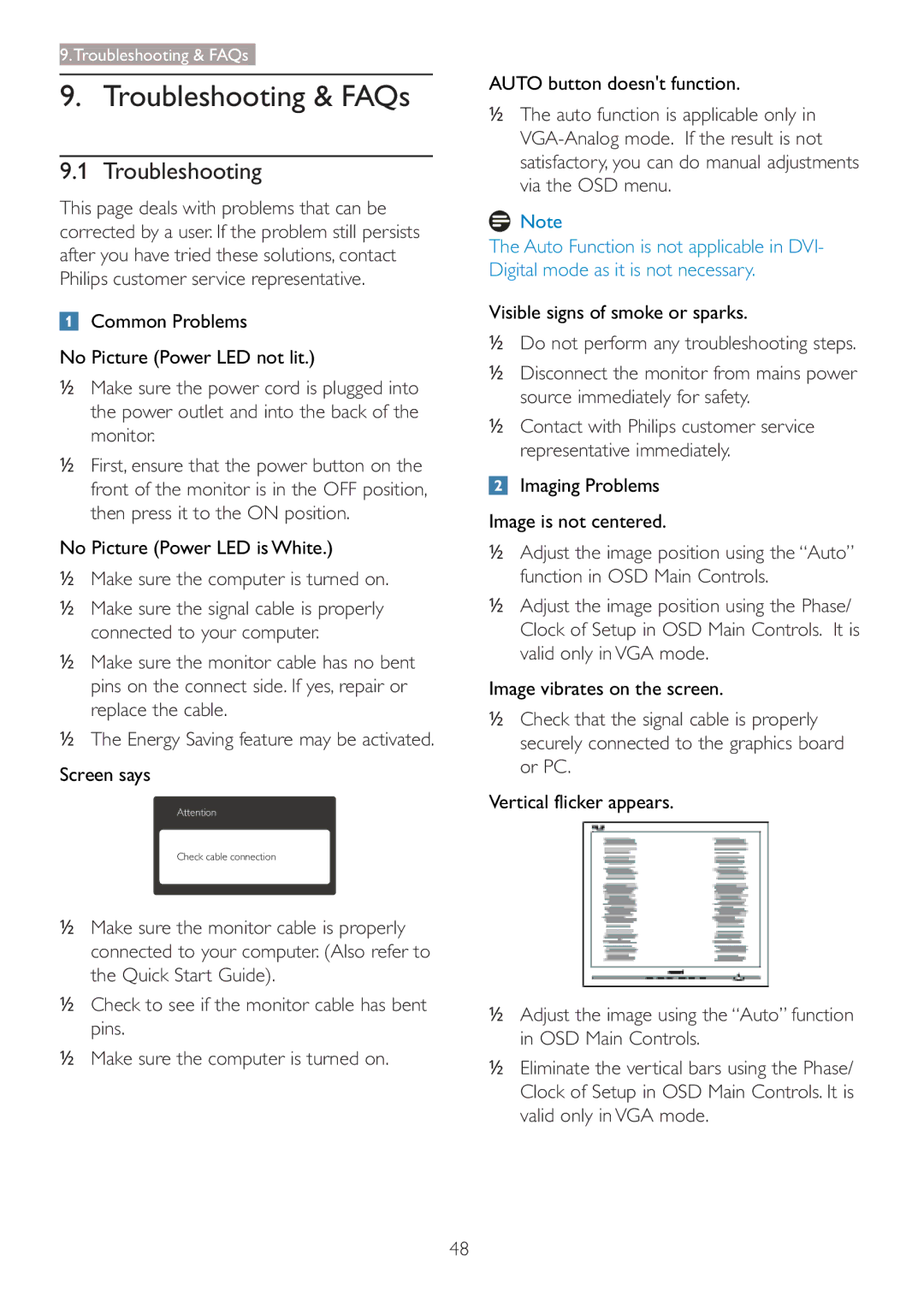 Philips 273P3 user manual Troubleshooting,  Make sure the computer is turned on 