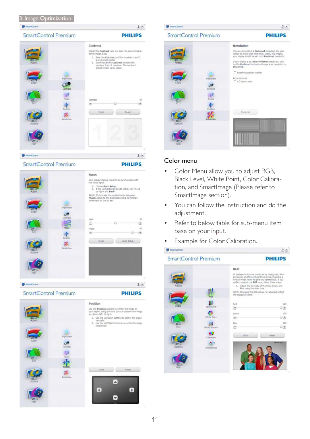 Philips 273P3L user manual Color menu 