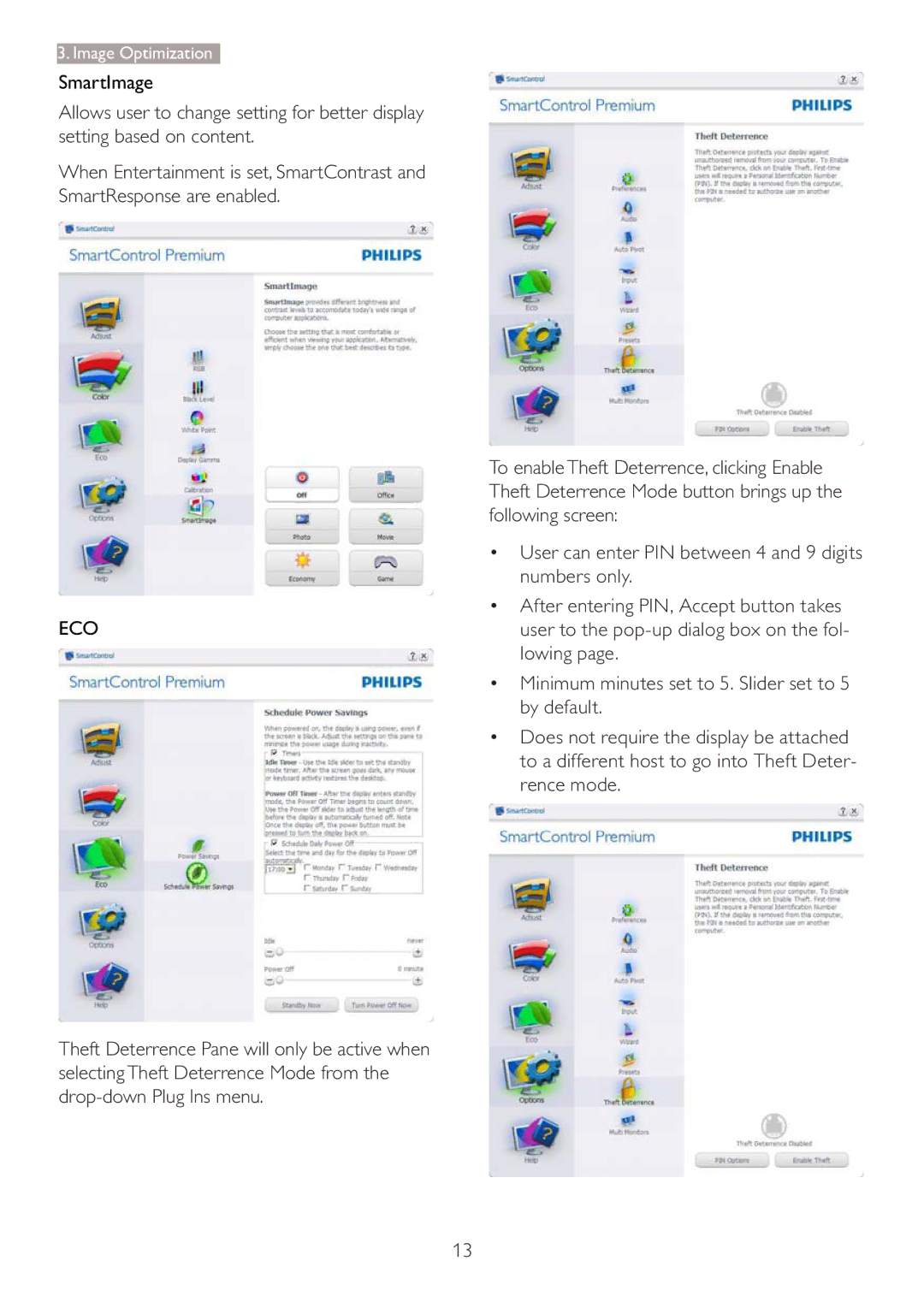 Philips 273P3L user manual SmartImage, Eco 